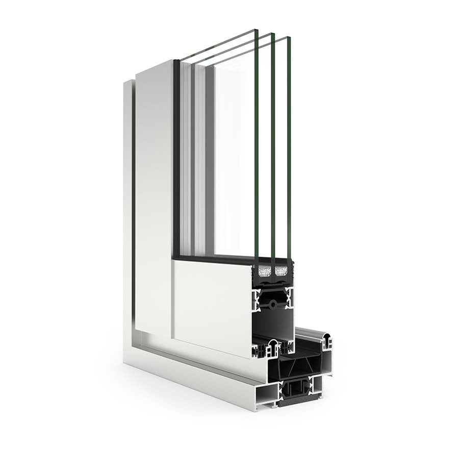 Profil aluminium du système 4900 Coulissant HI Cortizo, vue en coupe