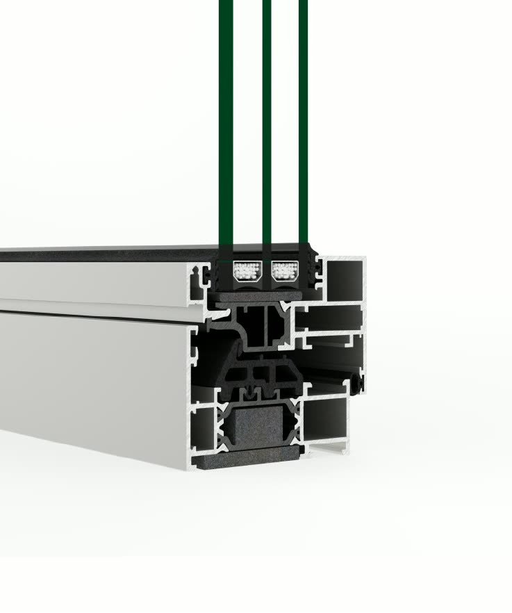 Profil aluminium du système COR 70 Industriel Cortizo, vue en coupe