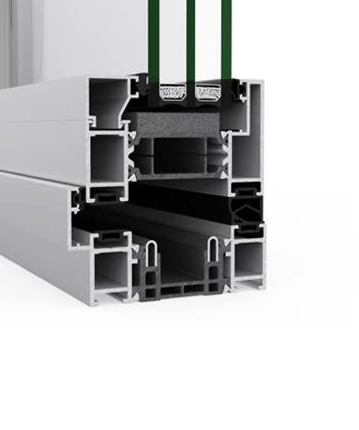 Coupe du profil de la porte repliable
