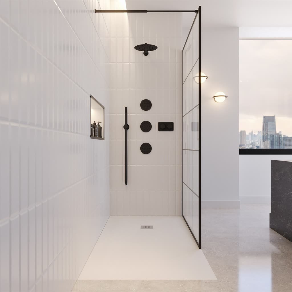 Douche à l’italienne avec paroi en verre